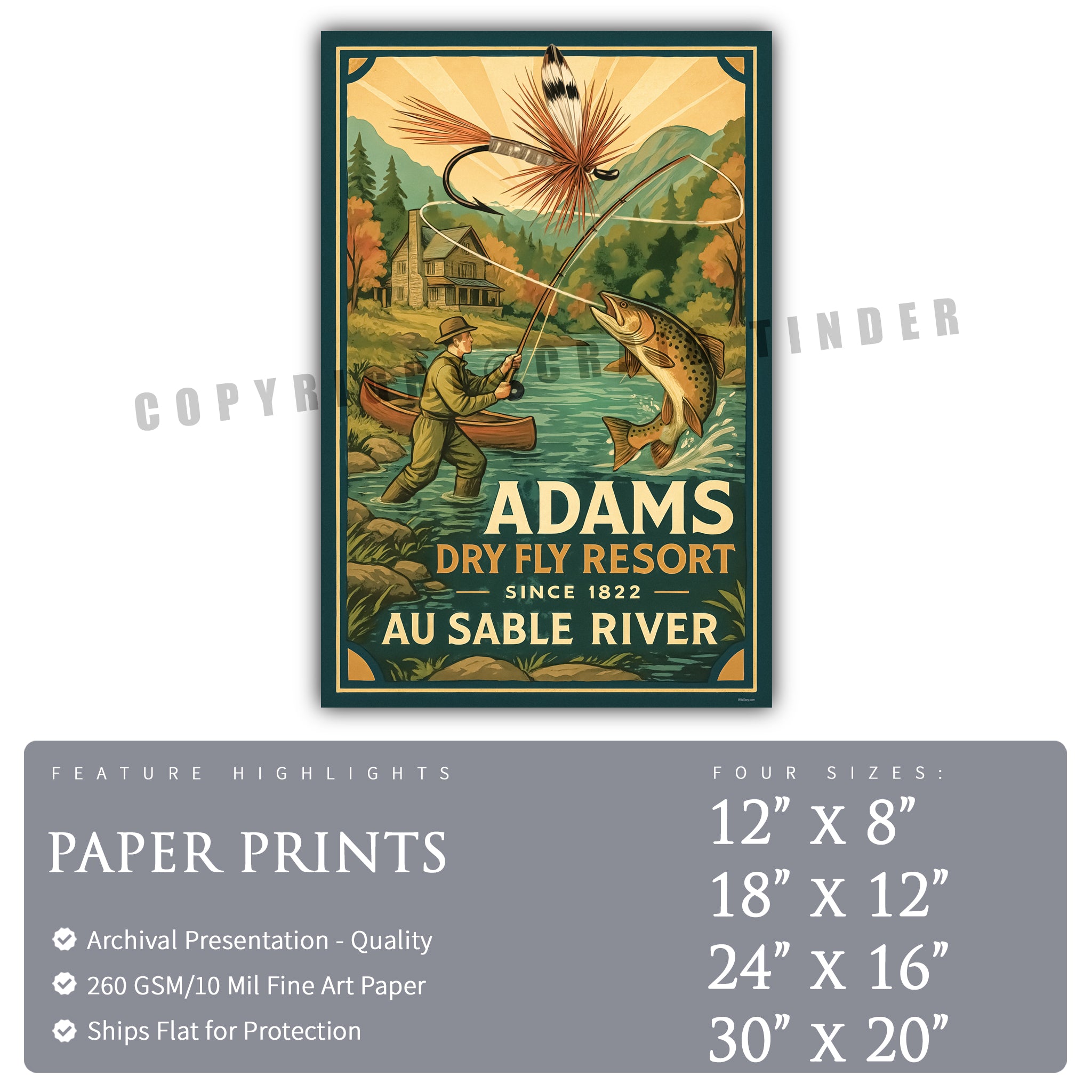 Adams Dry Fly Resort - Travel Poster