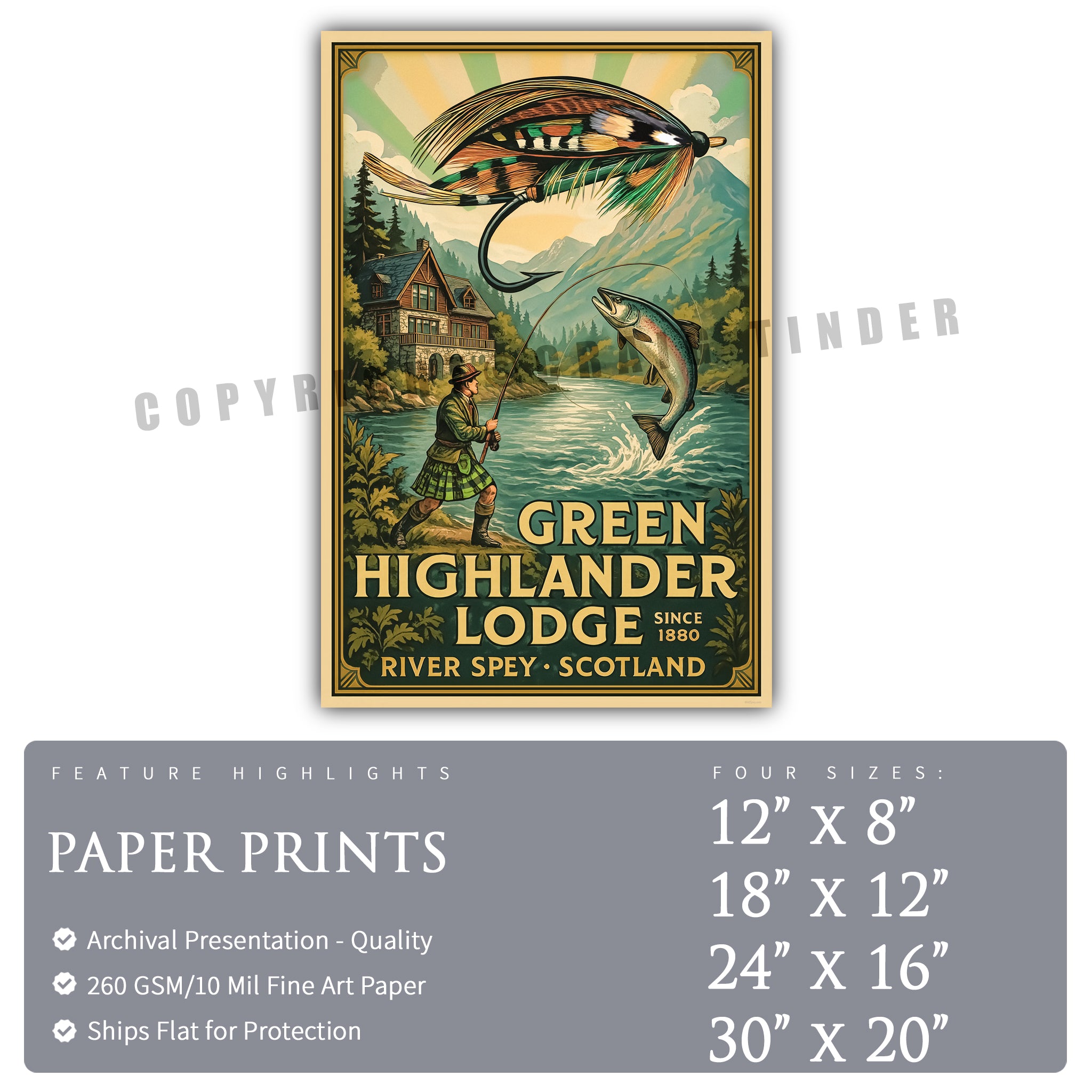 Green Highlander Lodge - Travel Poster