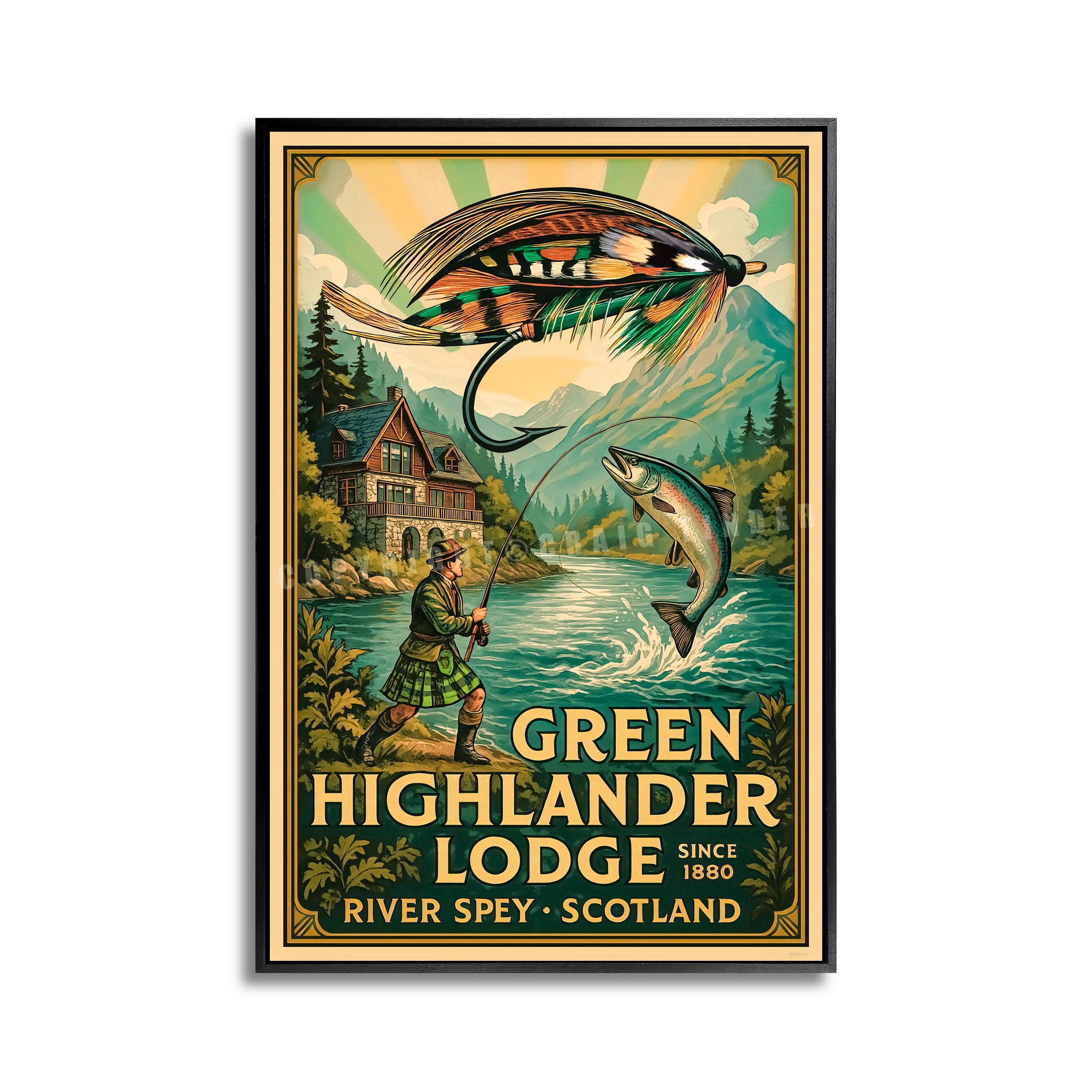 Green Highlander Lodge - Travel Poster
