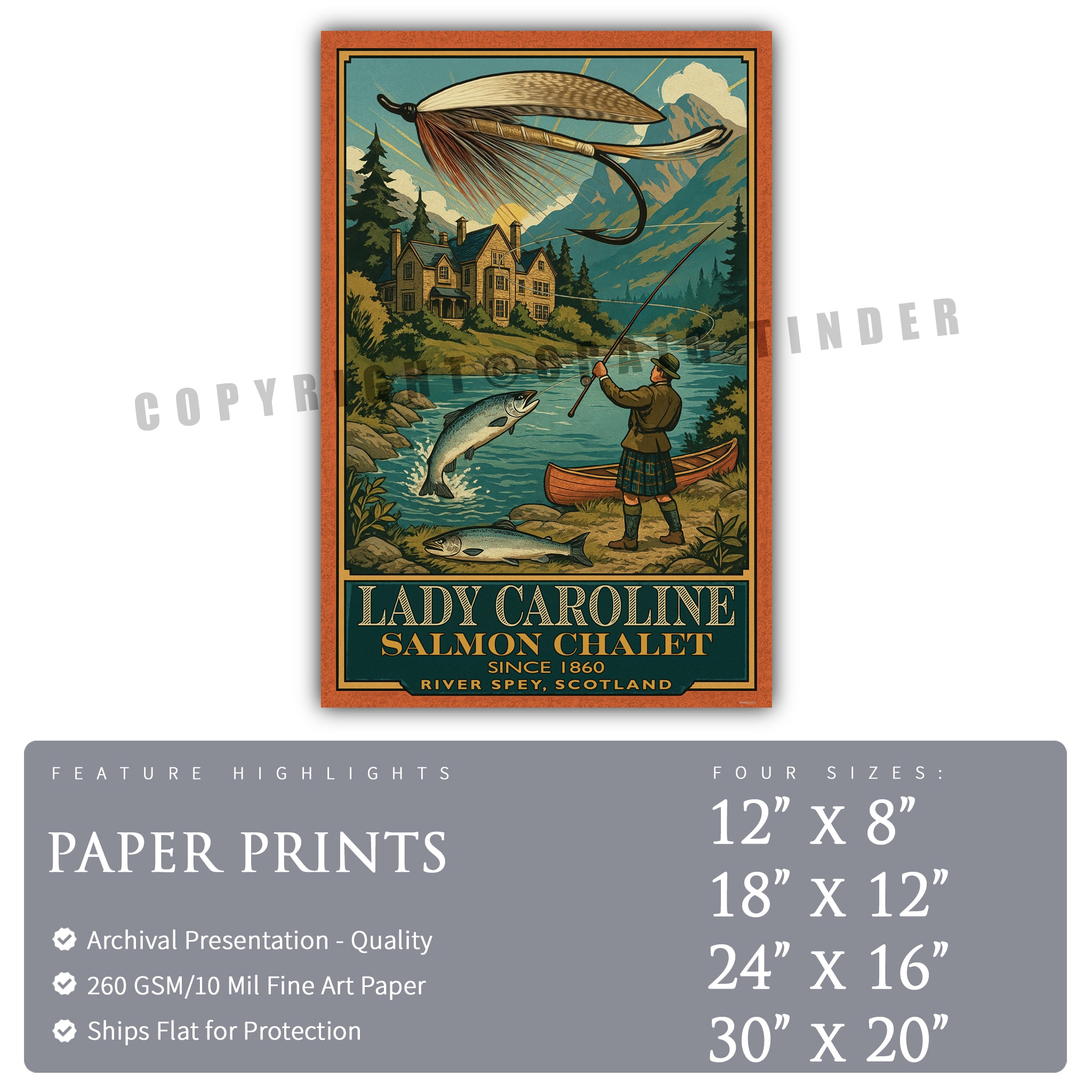 Lady Caroline Salmon Chalet - Travel Poster